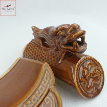 Ngói dương Đầu Rồng Đời Trần Việt Nam men da lươn cổ - cỡ trung 01