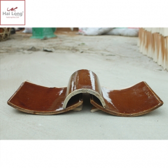 Ngói hổ phù chữ thọ men da lươn cổ - cỡ trung 01