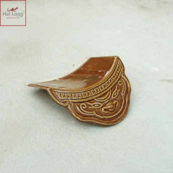 Ngói hổ phù chữ thọ men da lươn cổ - cỡ trung 01