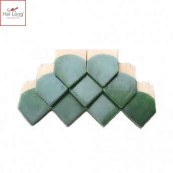 ngói vảy cá nhọn tráng men xanh đồng cổ