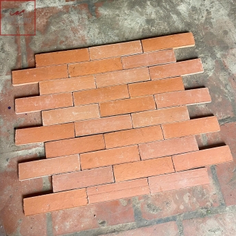 gạch thẻ dán tường trang trí - gạch gốm đỏ mộc