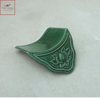 Ngói âm dương sen đơn, chữ thọ men xanh đồng cổ - cỡ trung 01