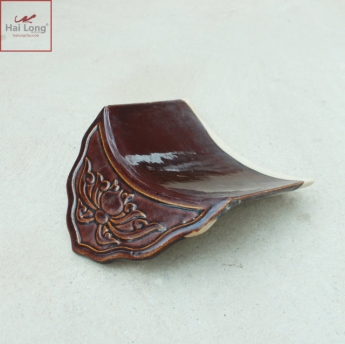 Ngói âm dương hoa sen phật giáo men cánh gián- cỡ trung 01