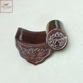 Ngói âm dương hoa sen phật giáo men cánh gián- cỡ trung 01