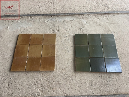 gạch lát sân men xanh rêu cổ và men hoàng thổ hải long tiles