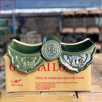 ngói âm dương sen kép chữ thọ cỡ nhỏ men xanh đồng cổ Hải Long Tiles Bát Tràng