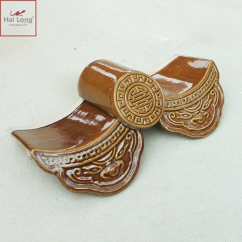 Ngói hổ phù chữ thọ men da lươn cổ - cỡ trung 01